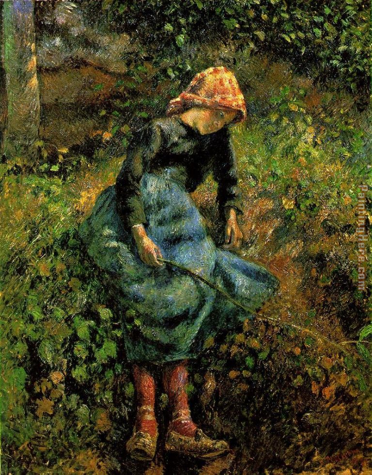 Young Peasant Girl with a Stick painting - Camille Pissarro Young Peasant Girl with a Stick art painting
